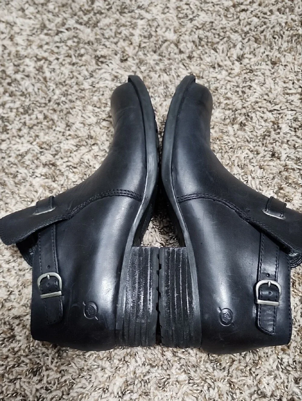Børn Jem Classic Black Leather Harness Ankle Boots Size 9.5 Goth Moto Edgy